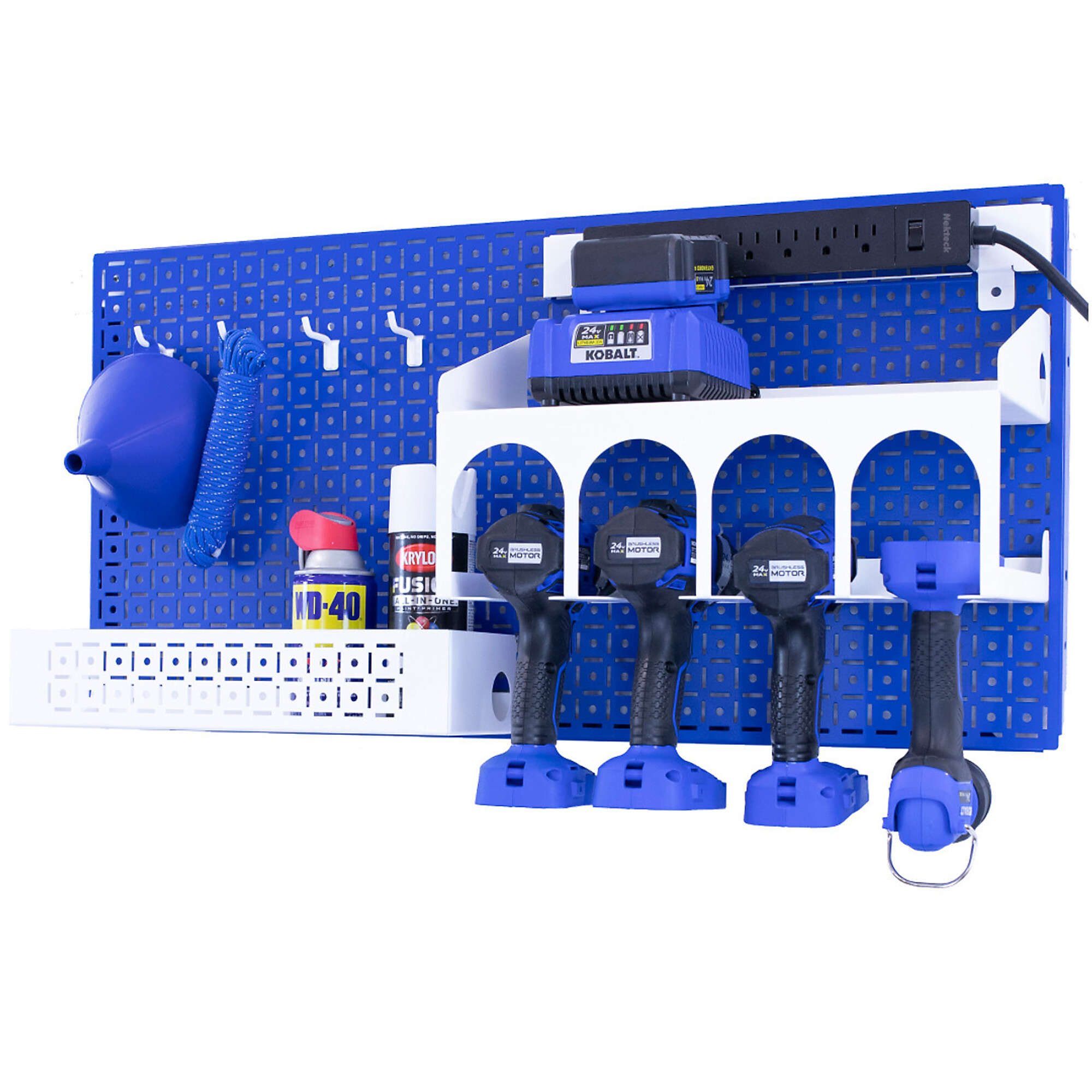 OmniWall Metal Pegboard Storage Kit - 32in. x 16in., 18-Gauge Galvanized Metal, Holds 4 Drills, Model# CGS-KIT-HPWR